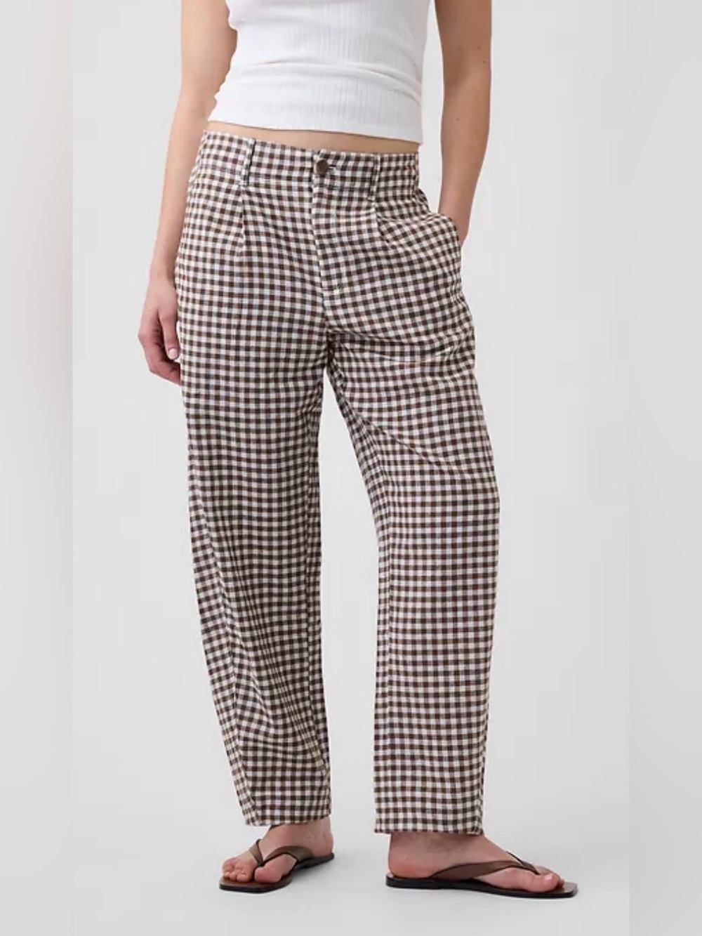 NWT Gap Factory High Rise Linen-Blend Barrel Pants